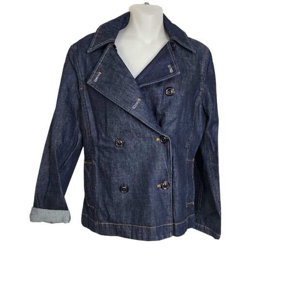 The Limited Womens Jacket Denim Jean Small Double Breasted Blue Cotton Casual - Picture 1 of 8